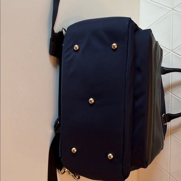 Lo & Sons Rowledge Nylon Backpack Deep Navy Gold Used Once, Excellent Condition - Picture 2 of 7